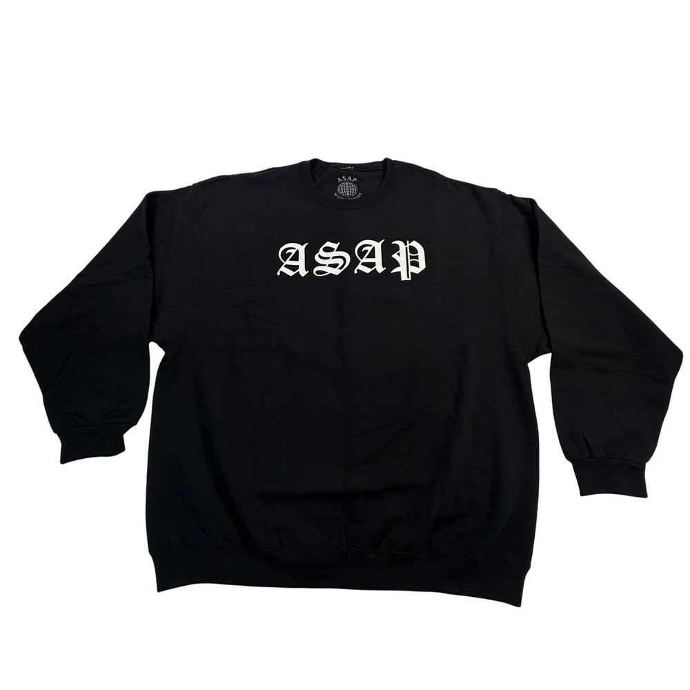 ASAP Worldwide Black Crewneck Sweatshirt Gothic Graphic Mens XXL Long Sleeve
